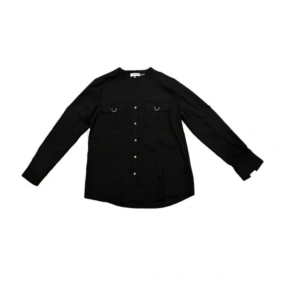 Calvin Klein | Tops | Calvin Klein Black Button Up Dress Shirt With Gold  Accents | Poshmark